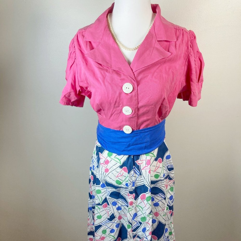 WEARING HISTORY Music note print vintage style a-line dress NWT ~ SMALL MEDIUM